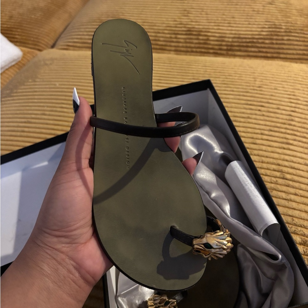 Giuseppe Zanotti Black Sandals with Gold Detailing